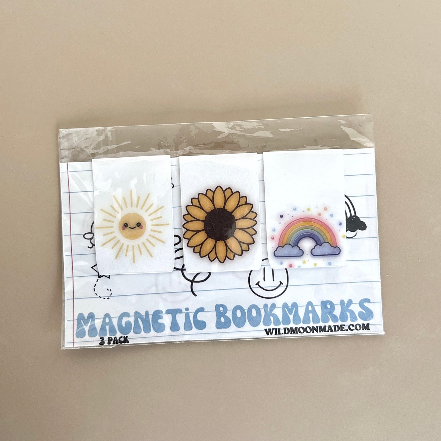 Magnetic Bookmark 3pk Sunshine & Rainbows