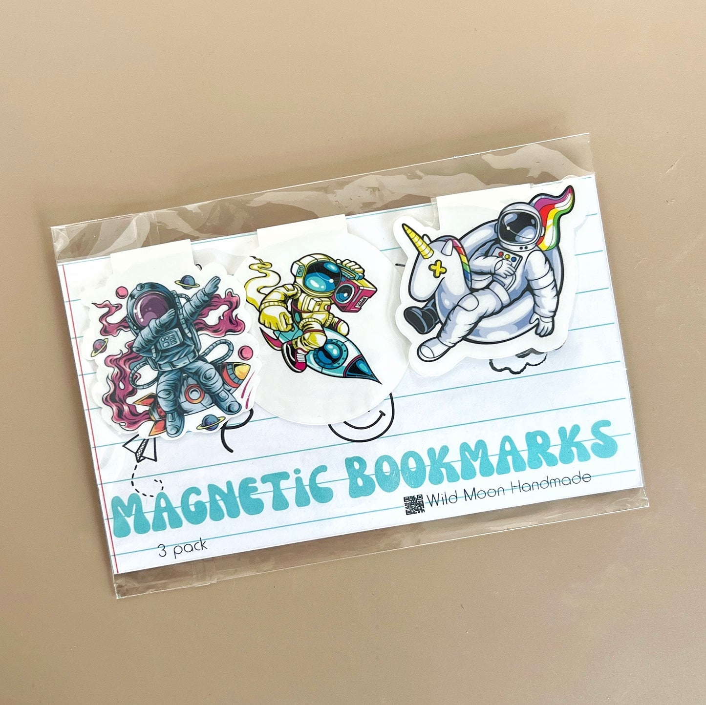 Magnetic Bookmark 3pk Astronauts